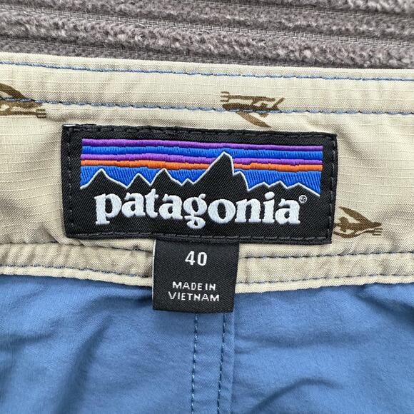 Patagonia Board Shorts Mens 40 Blue Quick Dry Swim Trunks Bathing Suit Pocket - Picture 3 of 8
